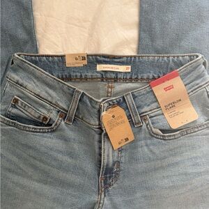 Levi's Women's Superlow Flare Jeans - Light Blue Denim low rise slim